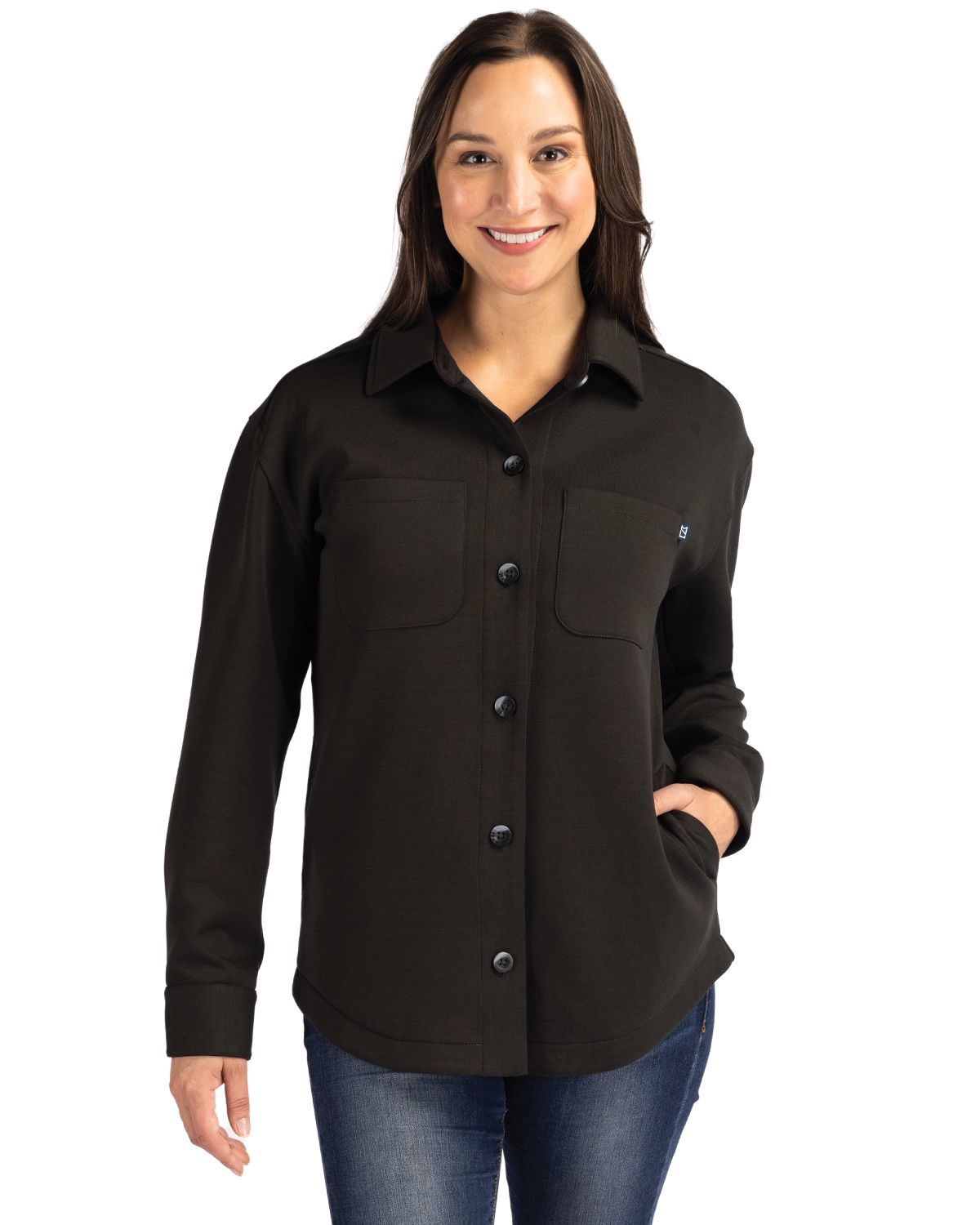 Cutter & Buck Women's Roam Recycled Buttery-Soft Knit Button Down Shirt Jacket-6
