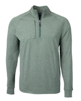 Cutter & Buck Men's Adapt Recycled Soft Knit Stretch Heathered Quarter Zip Pullover-1