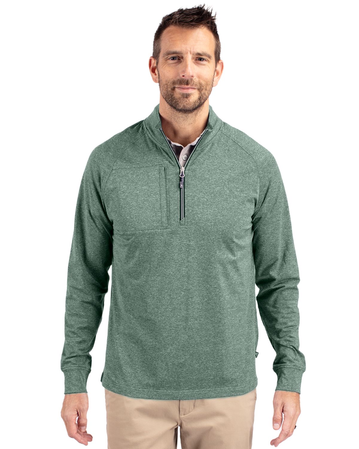 Cutter & Buck Men's Adapt Recycled Soft Knit Stretch Heathered Quarter Zip Pullover-4