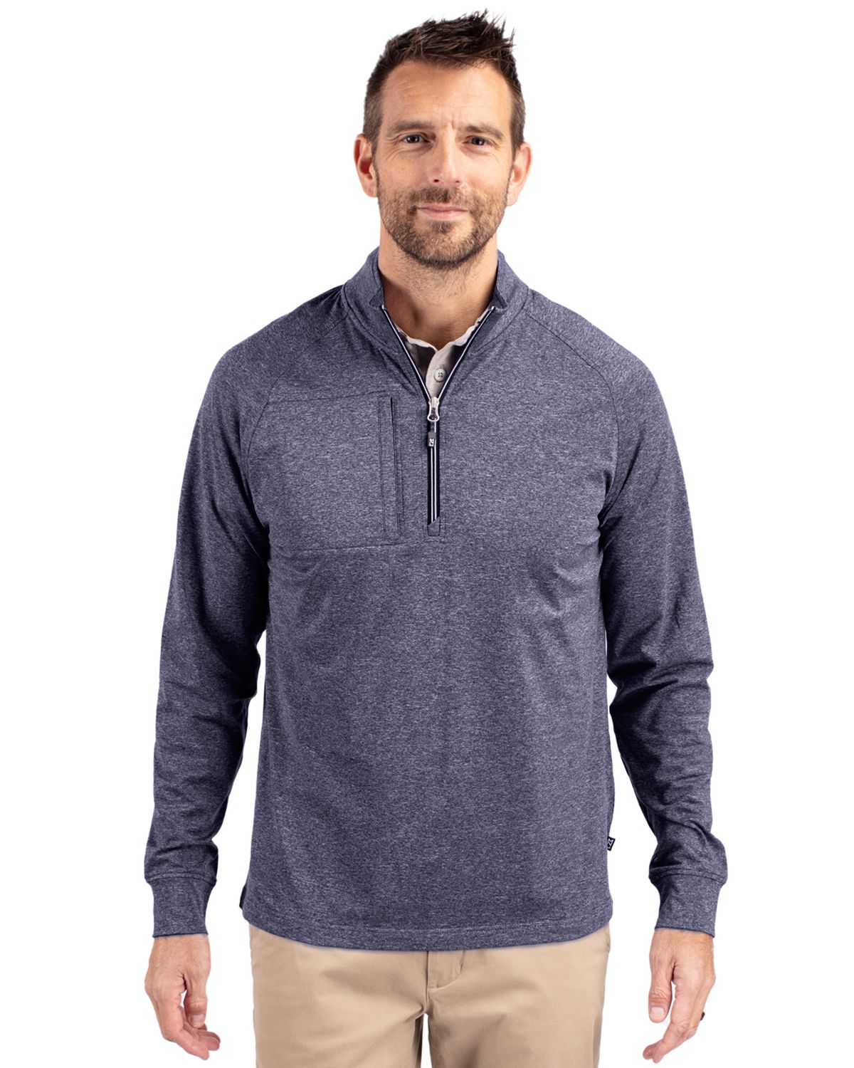 Cutter & Buck Men's Adapt Recycled Soft Knit Stretch Heathered Quarter Zip Pullover-6