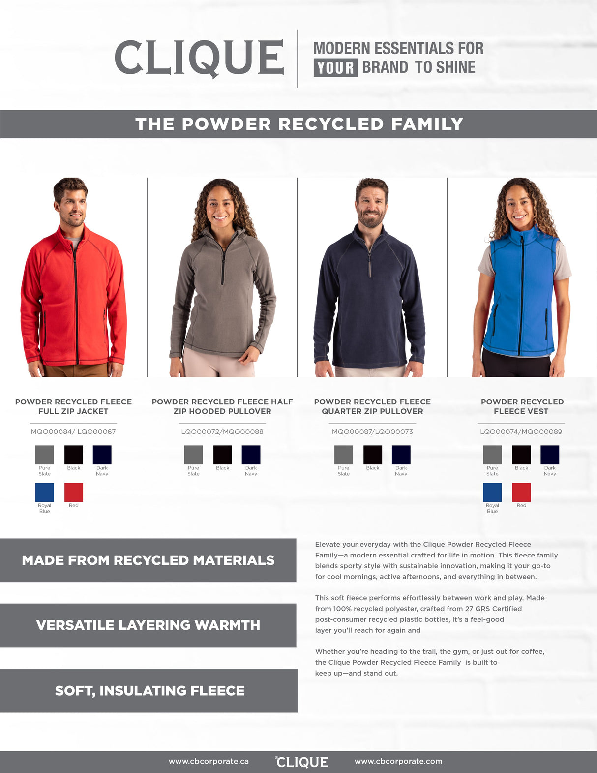 Clique Men's Powder Recycled Fleece Full Zip Jacket-4