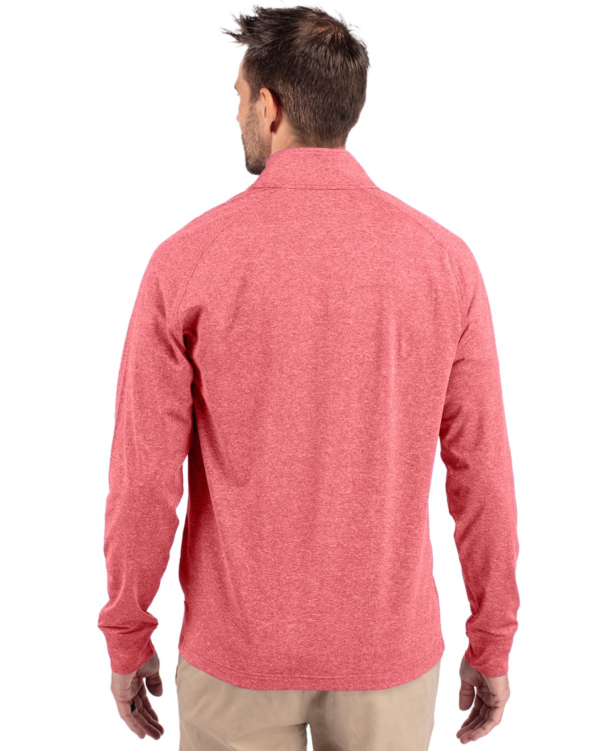Cutter & Buck Men's Adapt Recycled Soft Knit Stretch Heathered Quarter Zip Pullover-2