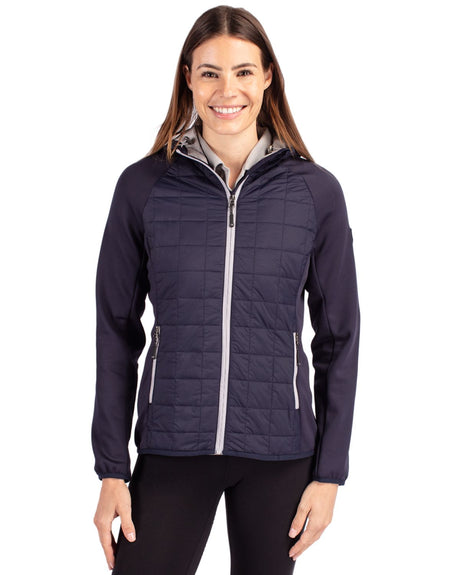 Cutter & Buck Women's Rainier Recycled Insulated Hybrid Puffer Full Zip Jacket-1