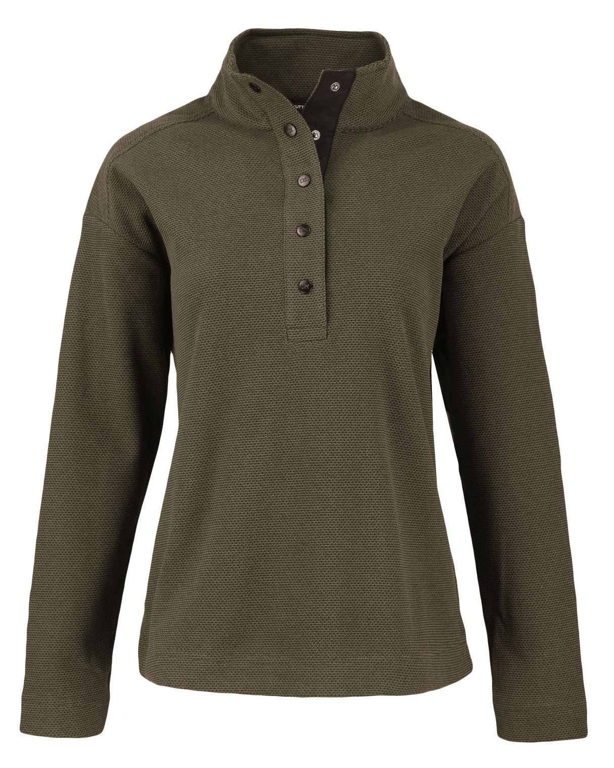 Cutter & Buck Women's Hunts Point Recycled Fleece Hybrid Snap Placket Pullover-1