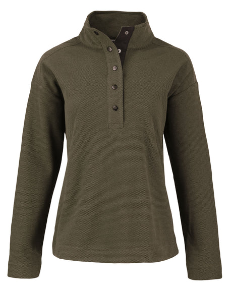 Cutter & Buck Women's Hunts Point Recycled Fleece Hybrid Snap Placket Pullover-1