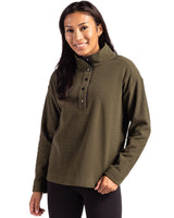 Cutter & Buck Women's Hunts Point Recycled Fleece Hybrid Snap Placket Pullover-4
