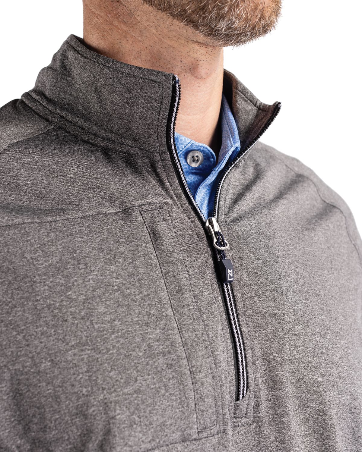 Cutter & Buck Men's Adapt Recycled Soft Knit Stretch Heathered Quarter Zip Pullover-9