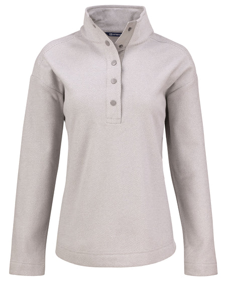 Cutter & Buck Women's Hunts Point Recycled Fleece Hybrid Snap Placket Pullover-1