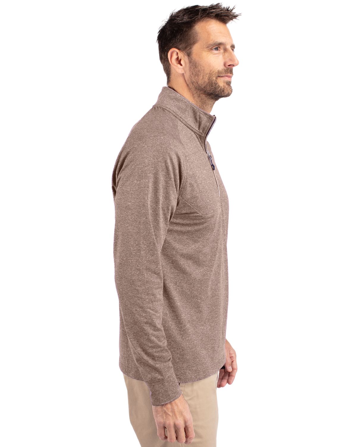 Cutter & Buck Men's Adapt Recycled Soft Knit Stretch Heathered Quarter Zip Pullover-2