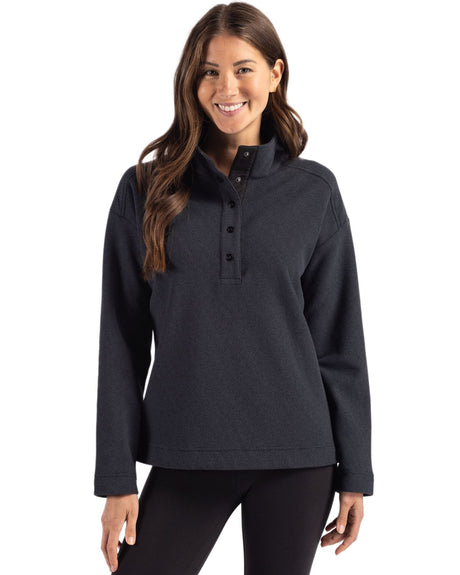 Cutter & Buck Women's Hunts Point Recycled Fleece Hybrid Snap Placket Pullover-1