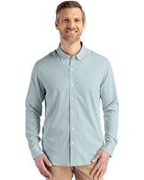 Cutter & Buck Men's Skyline Recycled Pinstripe Long Sleeve Button Down Dress Shirt-2