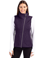 Cutter & Buck Women's Mainsail Sweater-Knit Full Zip Asymmetrical Vest-1