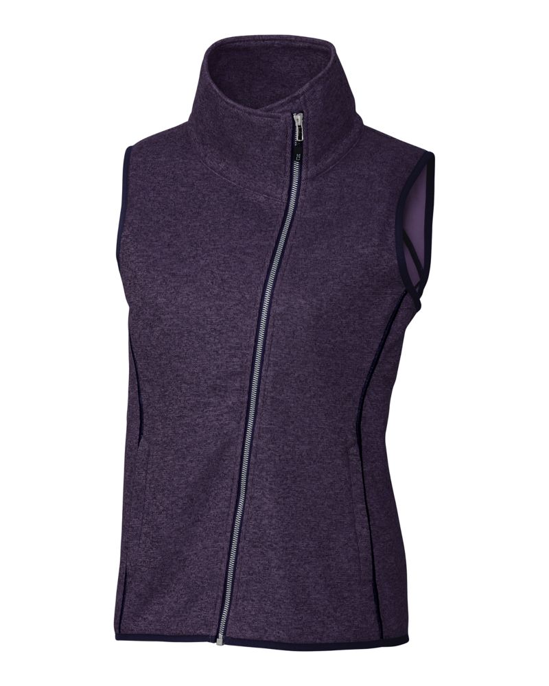 Cutter & Buck Women's Mainsail Sweater-Knit Full Zip Asymmetrical Vest-5