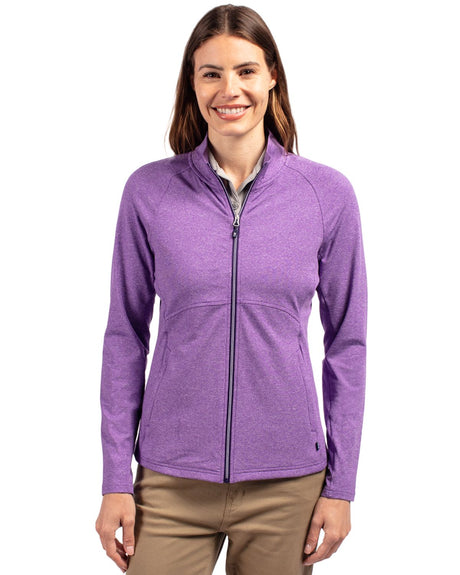 Cutter & Buck Women's Adapt Recycled Soft Knit Stretch Heathered Full Zip Jacket-1