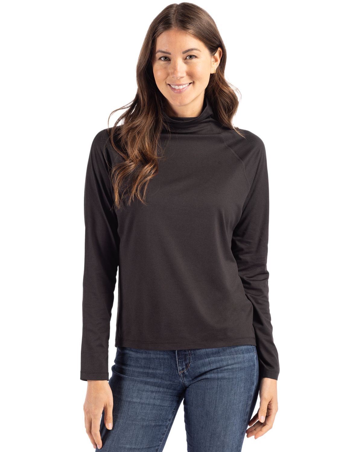 Cutter & Buck Women's Coastline Recycled Double Peached Funnel Neck Pullover-2