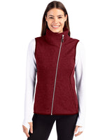 Cutter & Buck Women's Mainsail Sweater-Knit Full Zip Asymmetrical Vest-1