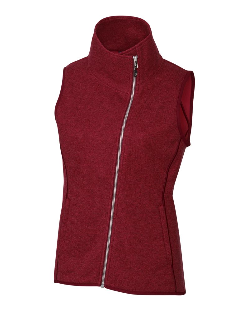 Cutter & Buck Women's Mainsail Sweater-Knit Full Zip Asymmetrical Vest-5