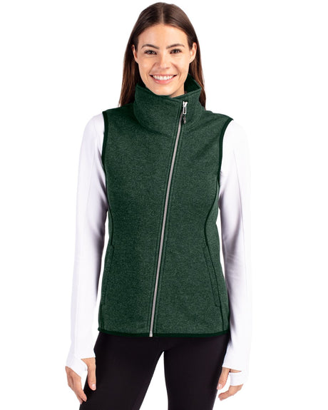 Cutter & Buck Women's Mainsail Sweater-Knit Full Zip Asymmetrical Vest-1