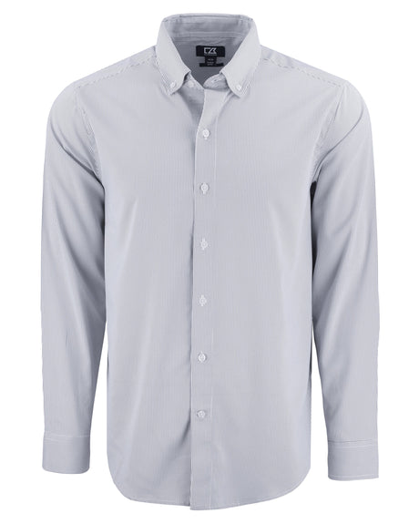 Cutter & Buck Men's Skyline Recycled Pinstripe Long Sleeve Button Down Dress Shirt-1