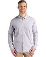 Cutter & Buck Men's Skyline Recycled Pinstripe Long Sleeve Button Down Dress Shirt-4