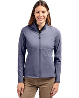 Cutter & Buck Women's Adapt Recycled Soft Knit Stretch Heathered Full Zip Jacket-1