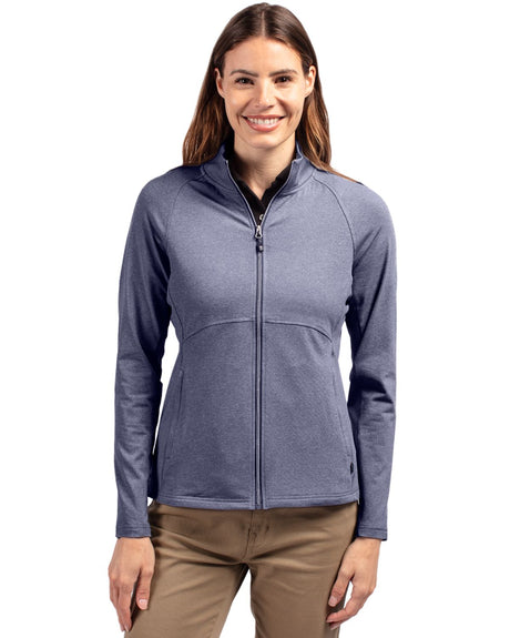Cutter & Buck Women's Adapt Recycled Soft Knit Stretch Heathered Full Zip Jacket-1