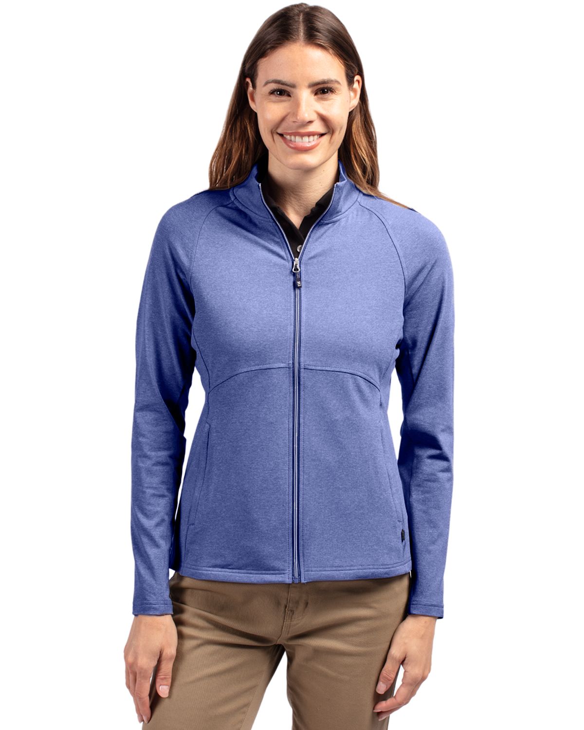 Cutter & Buck Women's Adapt Recycled Soft Knit Stretch Heathered Full Zip Jacket-4