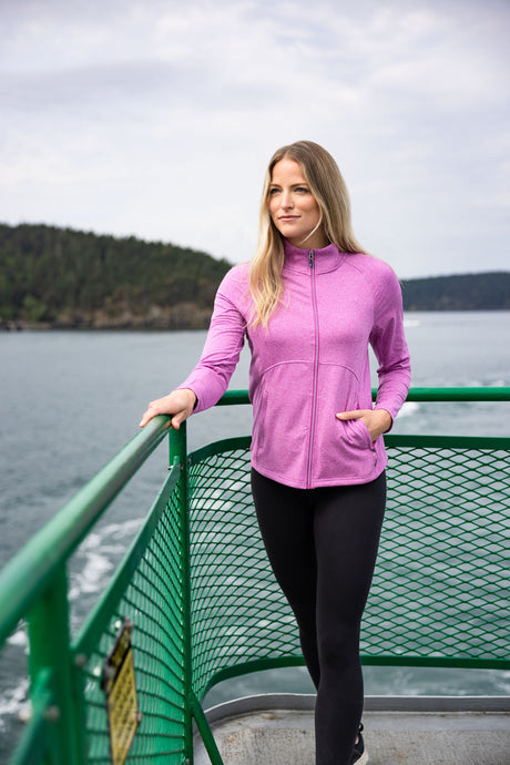 Cutter & Buck Women's Adapt Recycled Soft Knit Stretch Heathered Full Zip Jacket-1