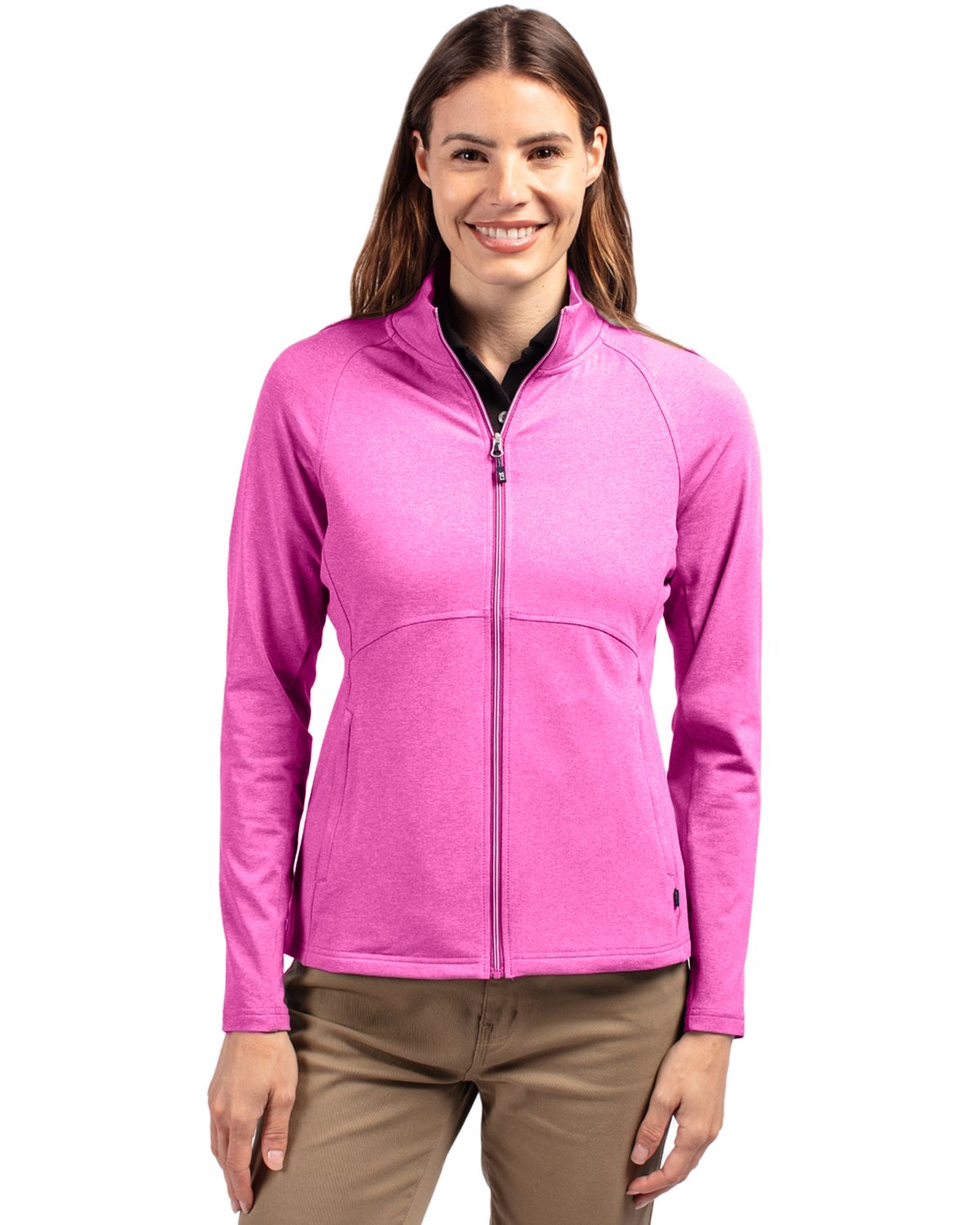 Cutter & Buck Women's Adapt Recycled Soft Knit Stretch Heathered Full Zip Jacket-2