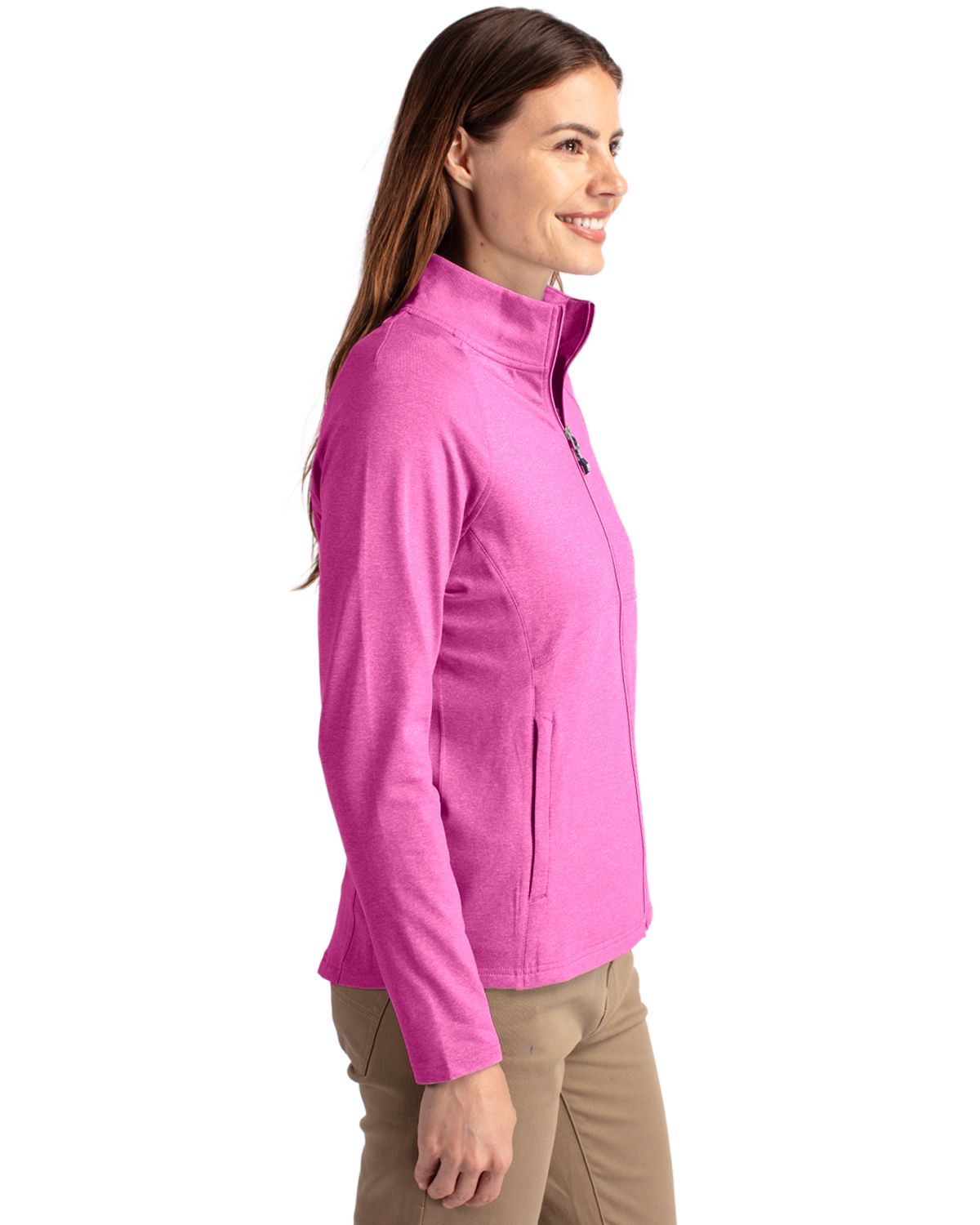 Cutter & Buck Women's Adapt Recycled Soft Knit Stretch Heathered Full Zip Jacket-4