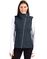 Cutter & Buck Women's Mainsail Sweater-Knit Full Zip Asymmetrical Vest-1