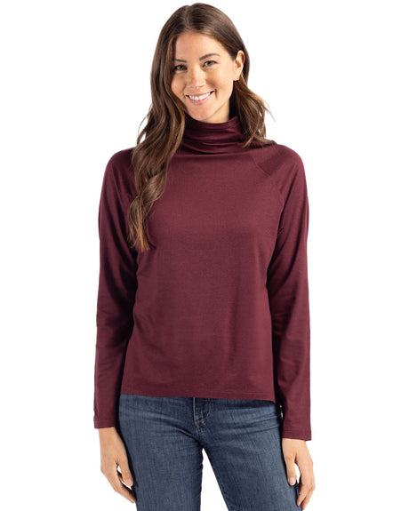 Cutter & Buck Women's Coastline Recycled Double Peached Funnel Neck Pullover-1