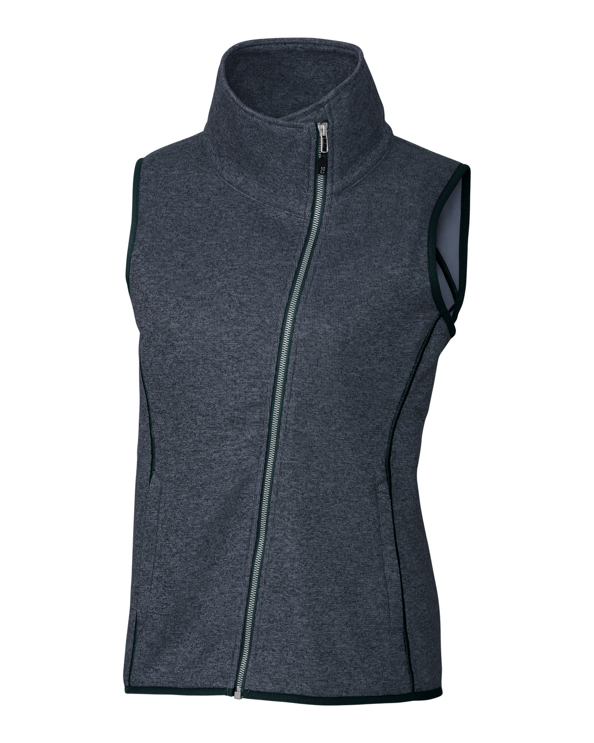 Cutter & Buck Women's Mainsail Sweater-Knit Full Zip Asymmetrical Vest-4