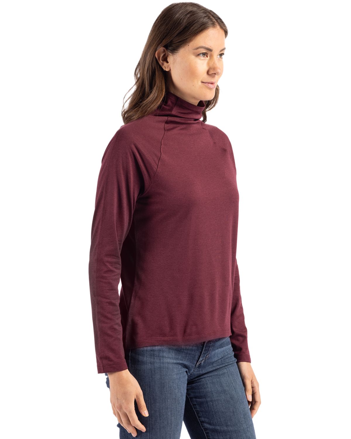 Cutter & Buck Women's Coastline Recycled Double Peached Funnel Neck Pullover-3
