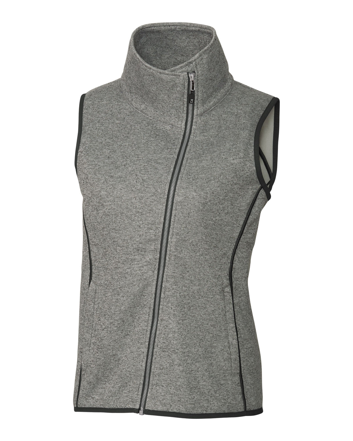 Cutter & Buck Women's Mainsail Sweater-Knit Full Zip Asymmetrical Vest-1