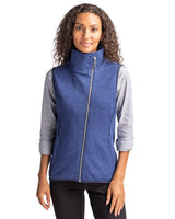 Cutter & Buck Women's Mainsail Sweater-Knit Full Zip Asymmetrical Vest-1