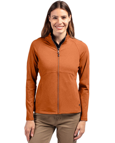 Cutter & Buck Women's Adapt Recycled Soft Knit Stretch Heathered Full Zip Jacket-1