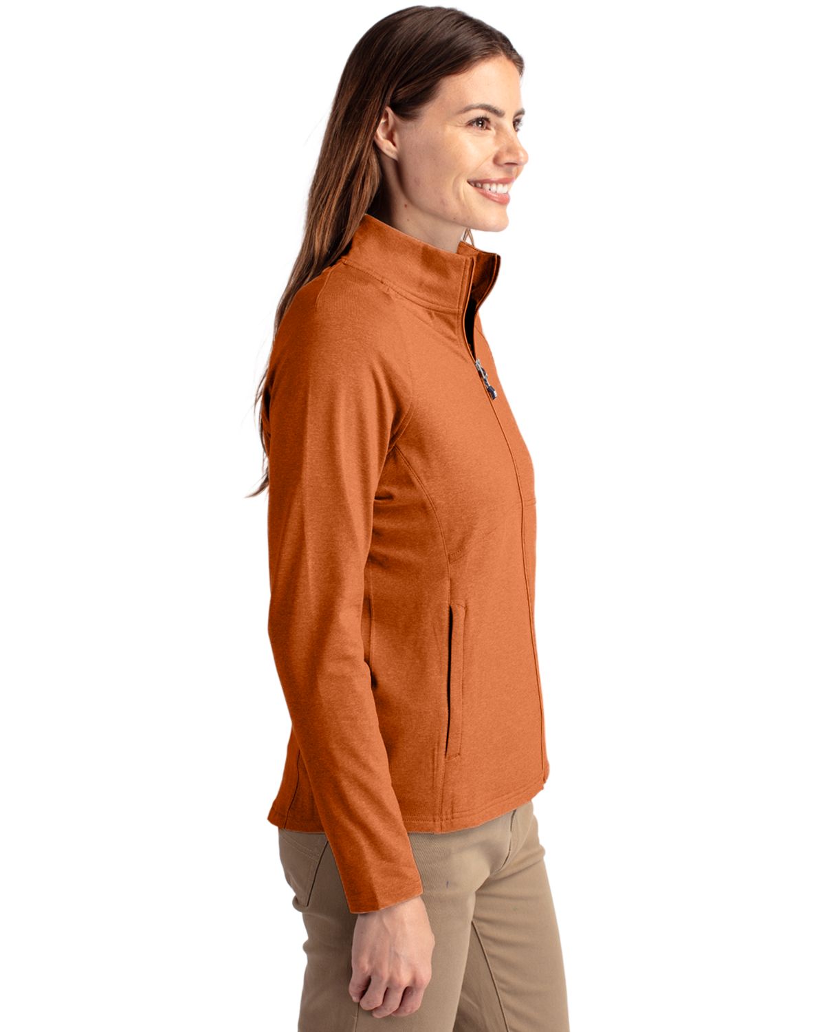 Cutter & Buck Women's Adapt Recycled Soft Knit Stretch Heathered Full Zip Jacket-3