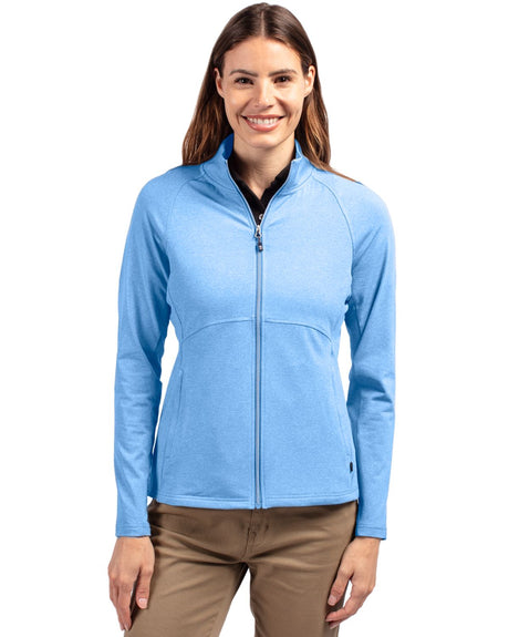 Cutter & Buck Women's Adapt Recycled Soft Knit Stretch Heathered Full Zip Jacket-1
