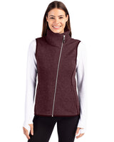 Cutter & Buck Women's Mainsail Sweater-Knit Full Zip Asymmetrical Vest-2