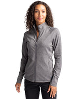 Cutter & Buck Women's Adapt Recycled Soft Knit Stretch Heathered Full Zip Jacket-6