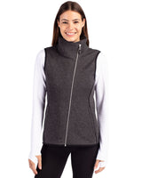Cutter & Buck Women's Mainsail Sweater-Knit Full Zip Asymmetrical Vest-1