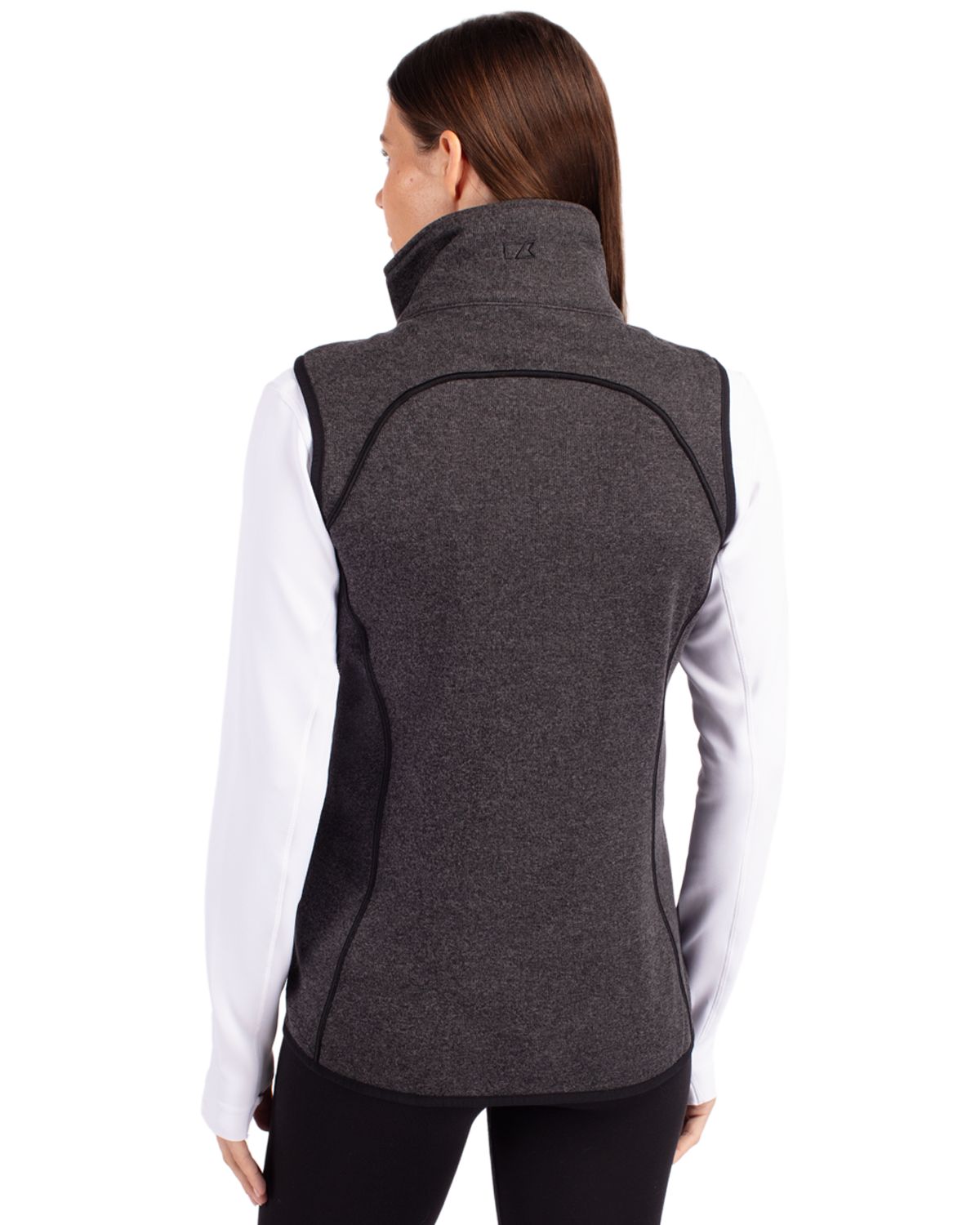 Cutter & Buck Women's Mainsail Sweater-Knit Full Zip Asymmetrical Vest-2