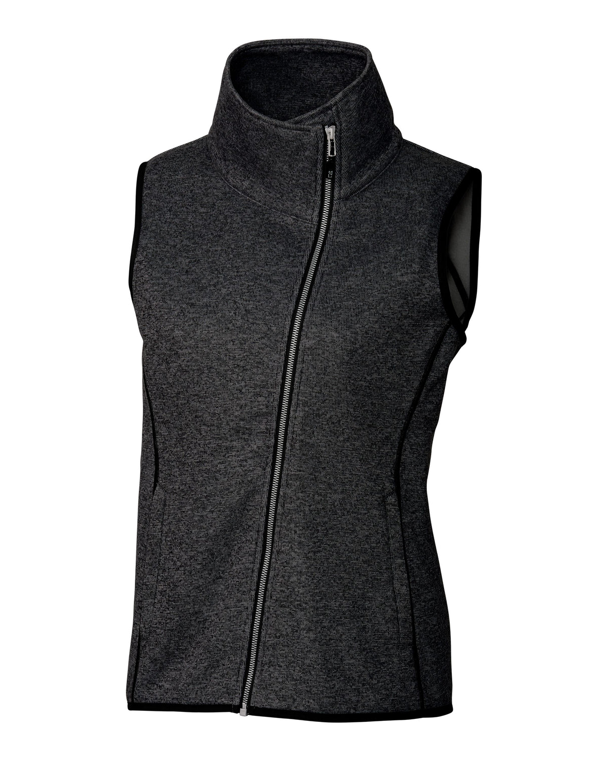 Cutter & Buck Women's Mainsail Sweater-Knit Full Zip Asymmetrical Vest-5