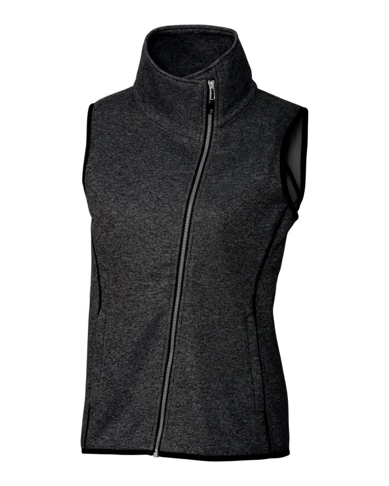 Cutter & Buck Women's Mainsail Sweater-Knit Full Zip Asymmetrical Vest-6