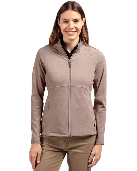 Cutter & Buck Women's Adapt Recycled Soft Knit Stretch Heathered Full Zip Jacket-1