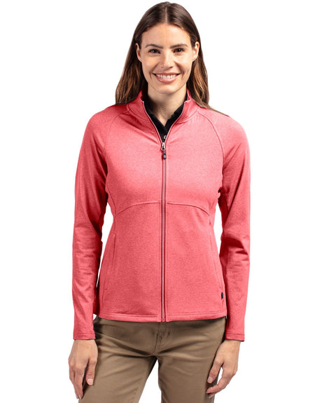 Cutter & Buck Women's Adapt Recycled Soft Knit Stretch Heathered Full Zip Jacket-1