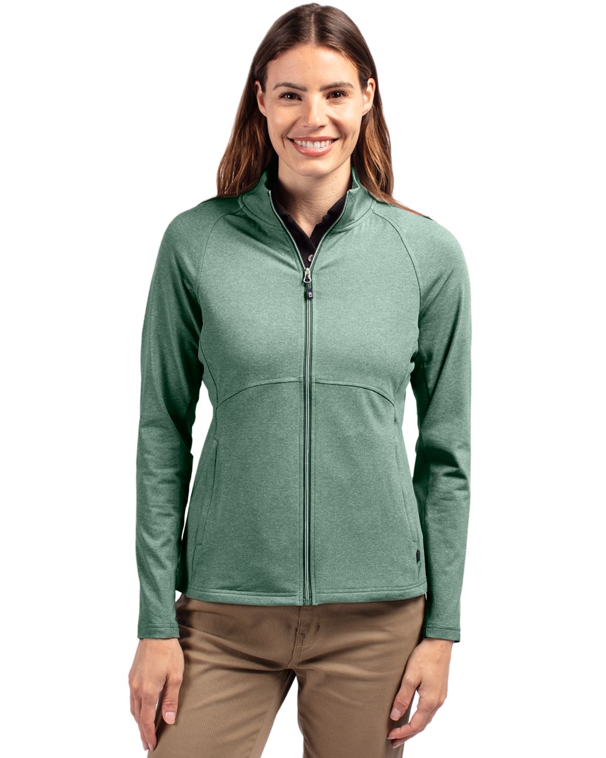 Cutter & Buck Women's Adapt Recycled Soft Knit Stretch Heathered Full Zip Jacket-4