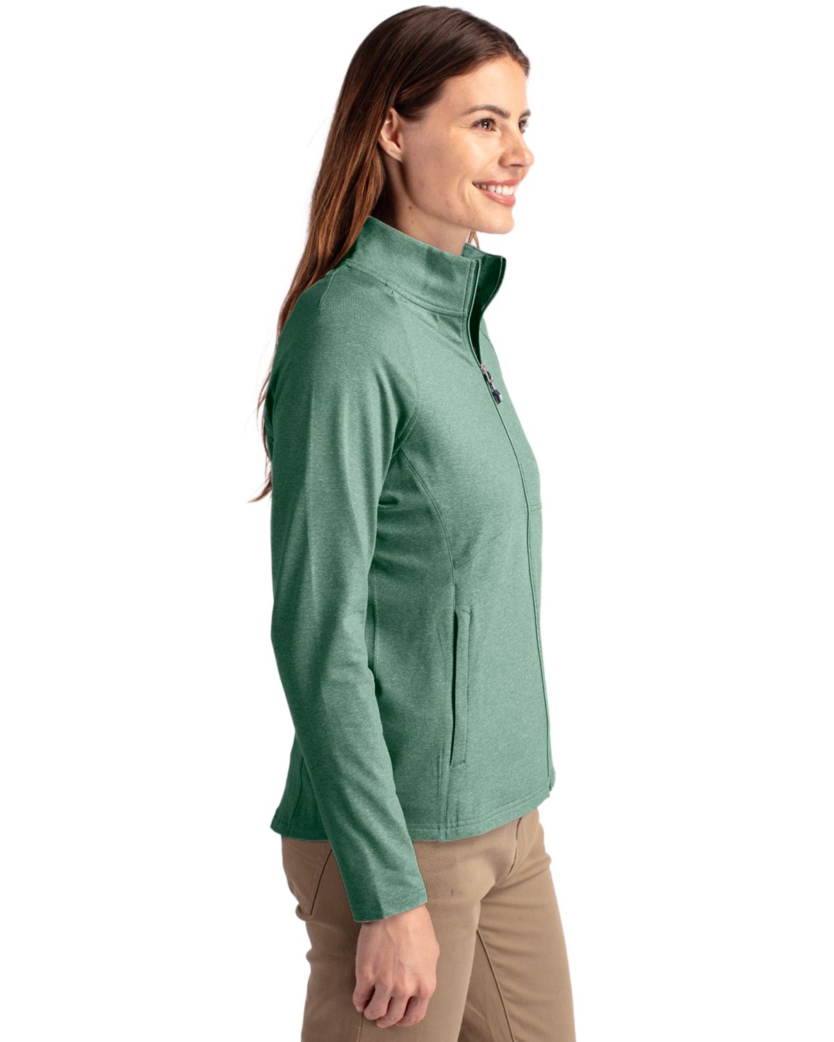 Cutter & Buck Women's Adapt Recycled Soft Knit Stretch Heathered Full Zip Jacket-6
