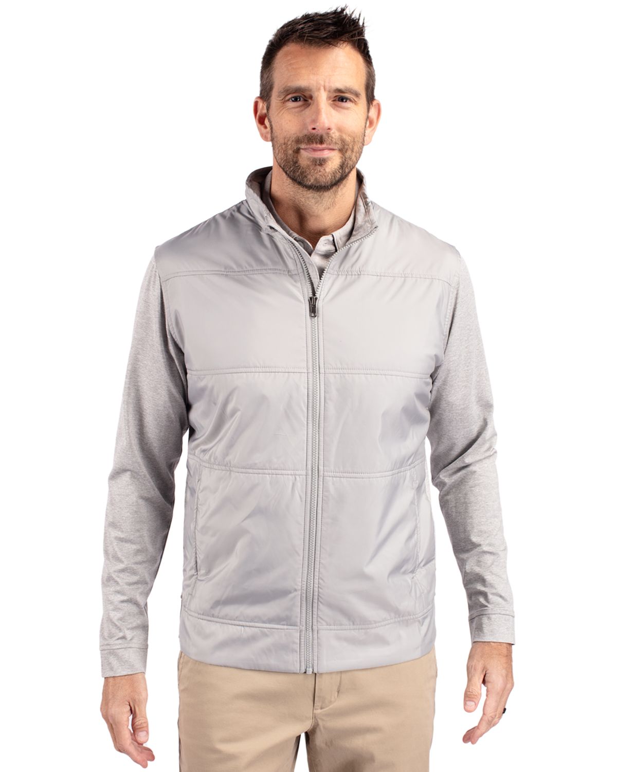 Cutter & Buck Men's Stealth Recycled Hybrid Quilted Windbreaker Jacket-6